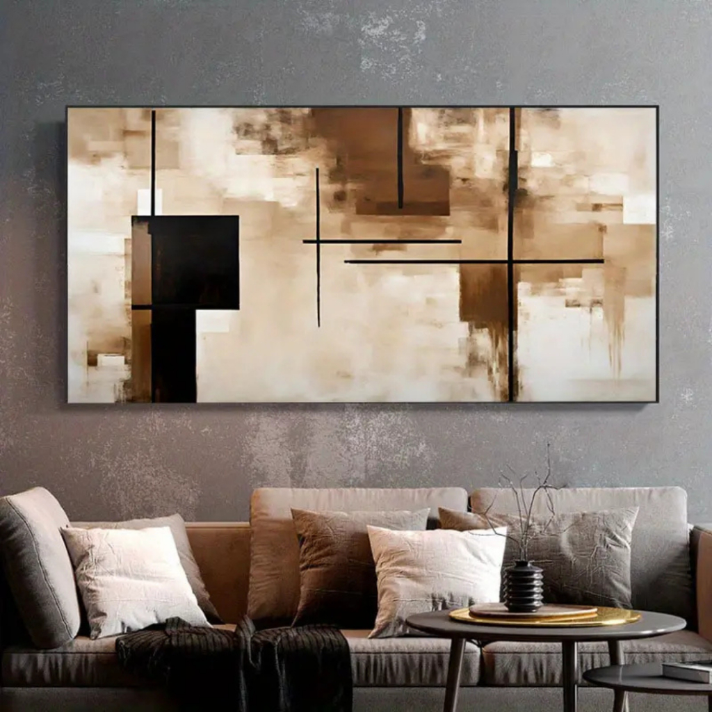 Quadro Decorativo Mármore Conceitual Formas Marrom 80x110cm Decoração de Parede Luxo Sala Quarto MDF