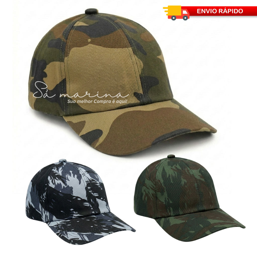 Boné Do Exército Camuflado Com Regulagem de Tamanho