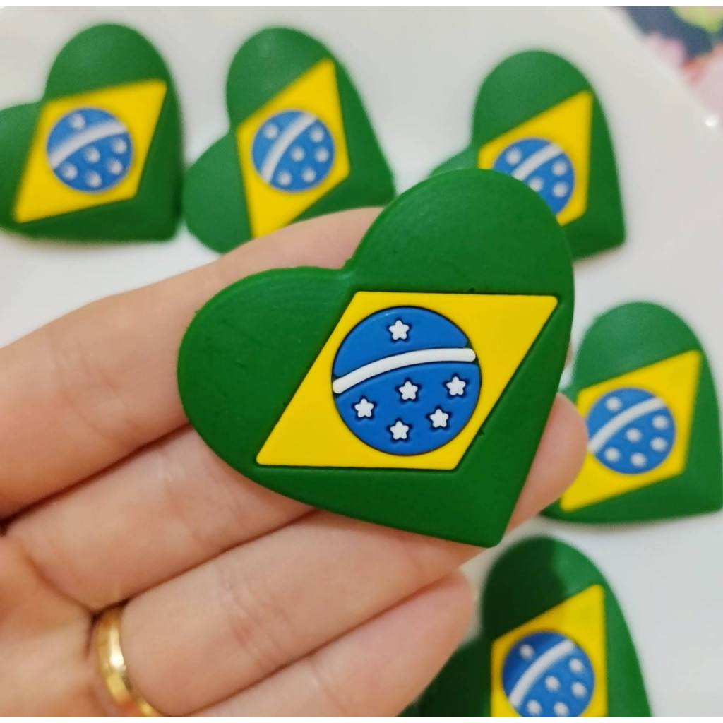 Aplique Emborrachado Brasil Seleção Brasileira Copa 26 10 unidades Para Laços Tiaras Prendedores Artesanato