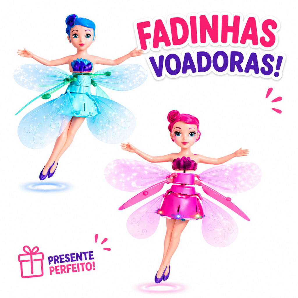 Boneca Fada Princesa Voadora com Sensor Brinquedo Fadinha Mágica Infantil Recarregável USB
