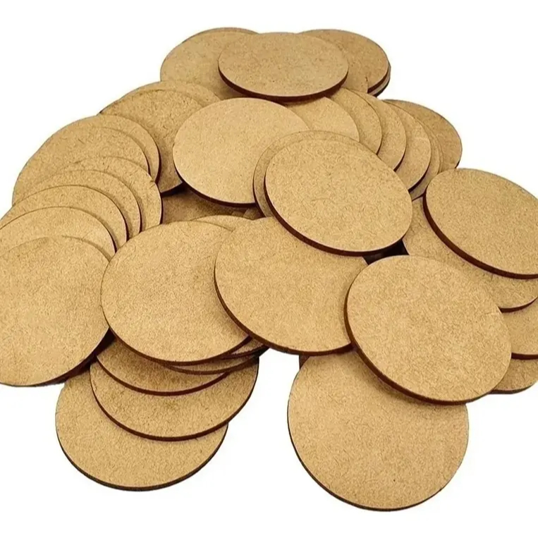 Kit Com 50 Unidades Bolachas 8 Cm no MDF Crú Círculo Aplique Decoração Suporte Para Copos Placa Base