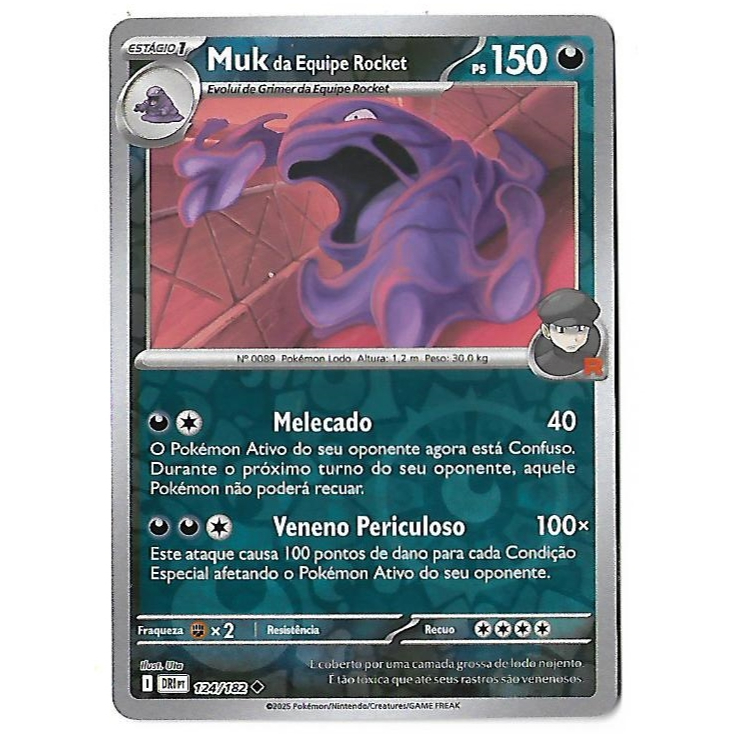 Pokemon Muk da Equipe Rocket Reverse Foil Escarlate e Violeta Rivais Predestinados