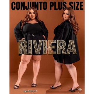 Conjunto Feminino Plus Size Blusa e Short Noite Casual Festa Trabalho