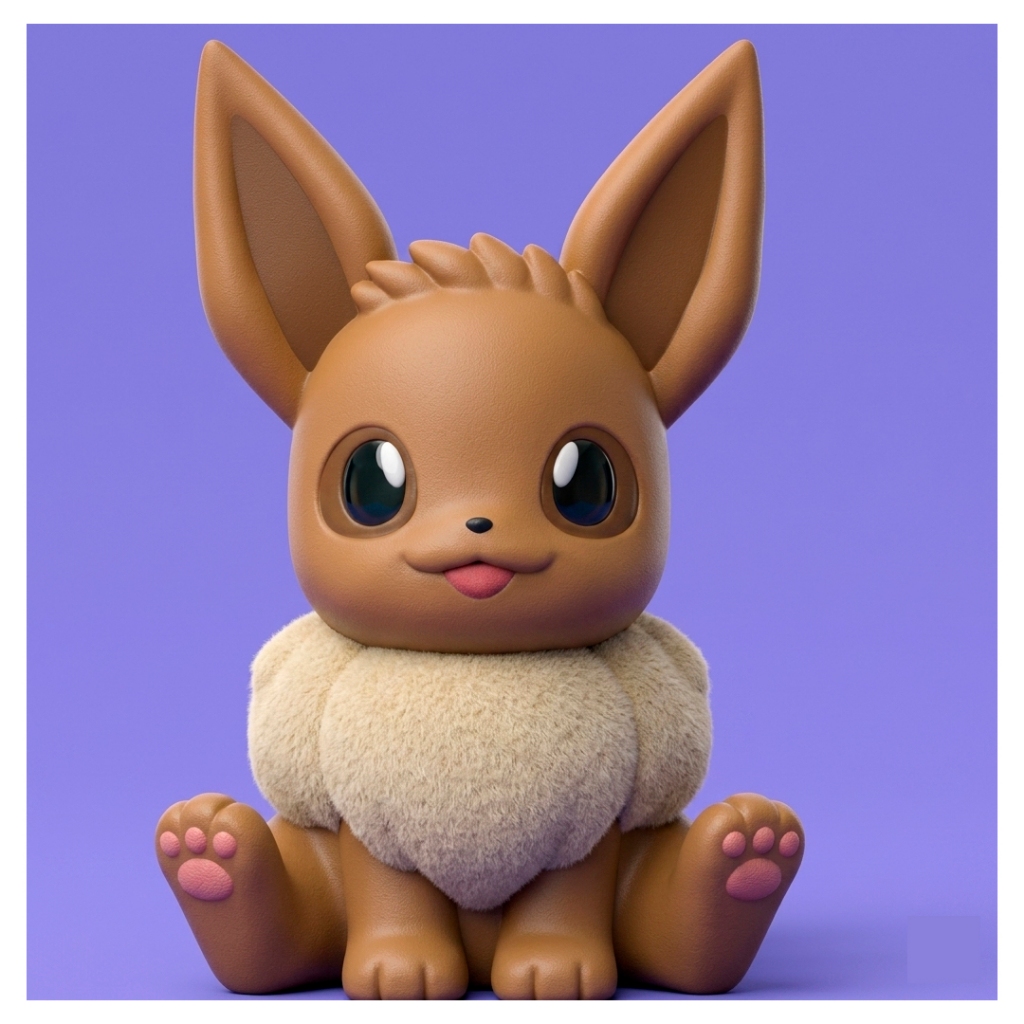 Eevee Evoluções: Flareon, Jolteon, Vaporeon, Espeon, Umbreon, Leafeon, Glaceon, Sylveon e Eevee - chibi