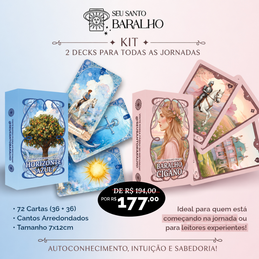 Kit Lenormand - Baralho Cigano - Rosa e Azul - Art Oracle e Safira Oracle