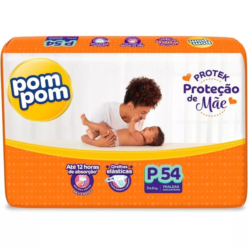 Fralda Derma Protek Mega Pom Pom P 54 Unidades