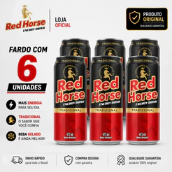 Energético Red Horse 473ml Tradicional Lata Original Kit 6 12 24 Mais Energia