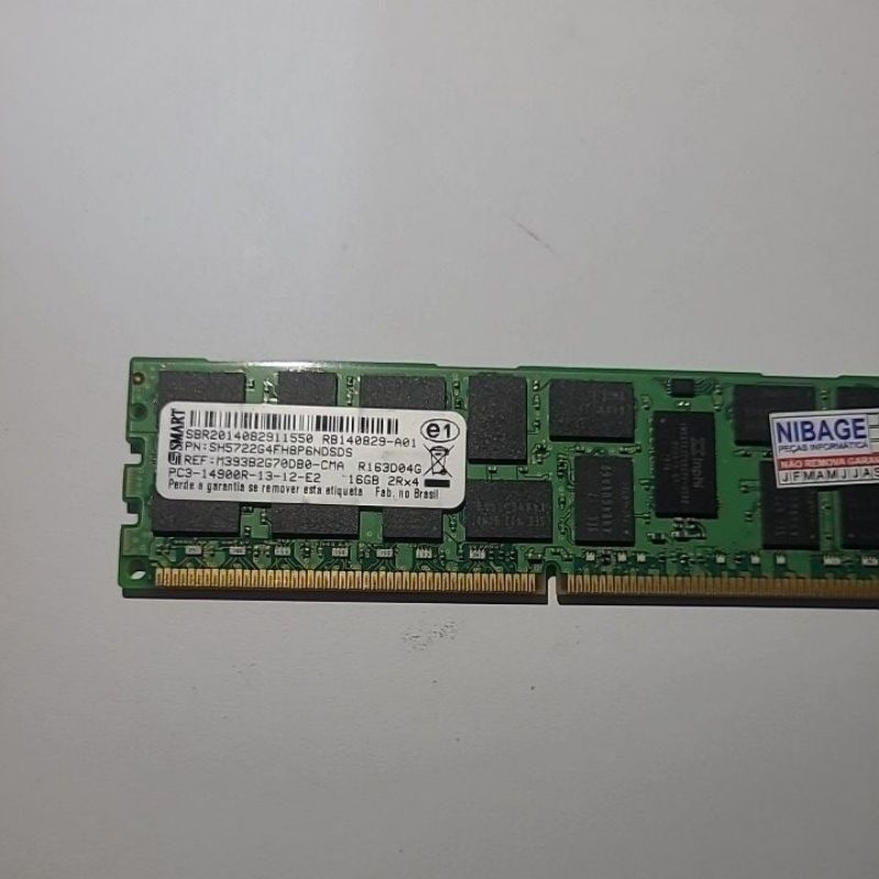 MEMÓRIA SMART 16GB DDR3 ECC REG PC3-14900R 2Rx4 M393B2G70DB0-CMA | SERVIDOR | OEM TESTADA | GARANTIA Memoria Ram