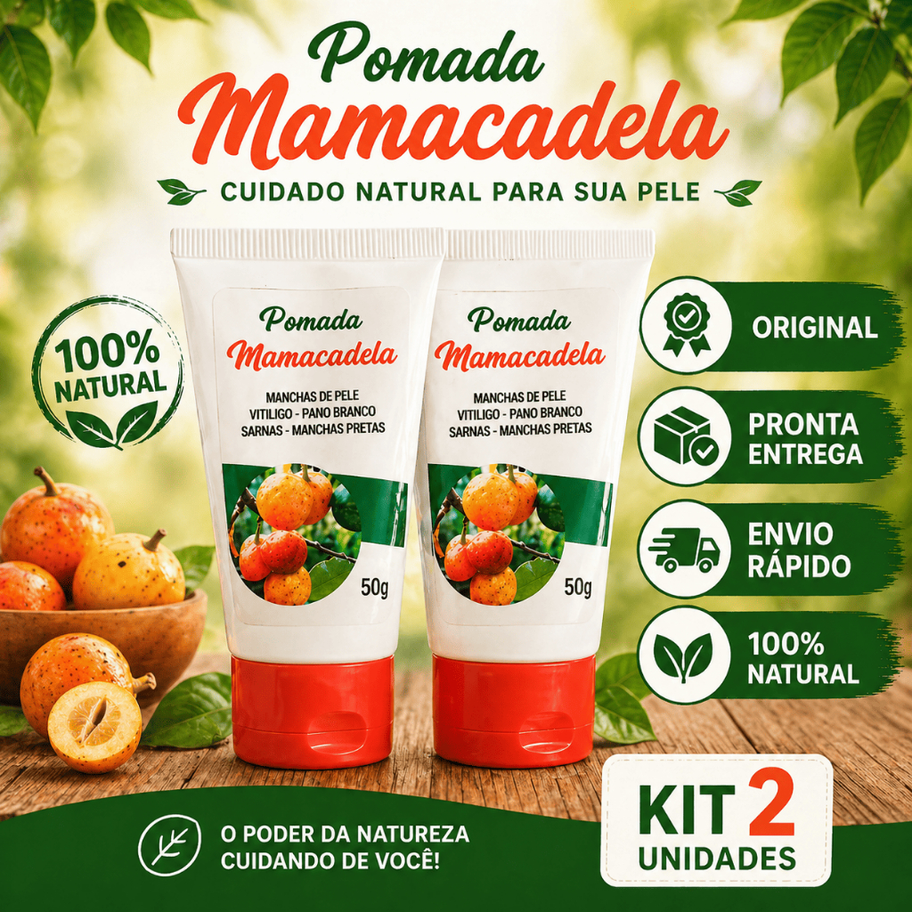 Kit 2 Unidades Pomada Mamacadela Original Envio Imediato Manchas na Pele Vitiligo Pano Branco