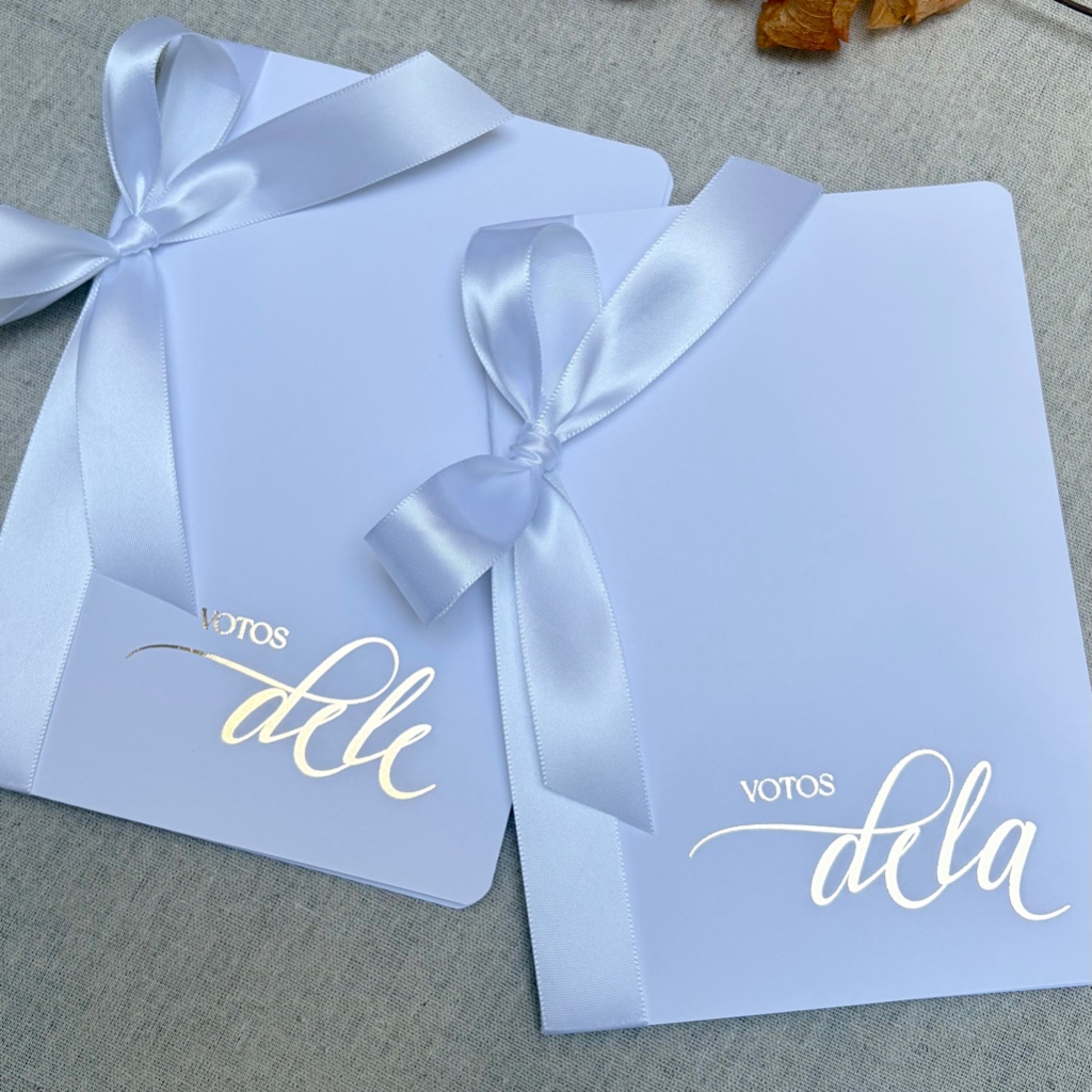 Par de Caderno de Votos dos Noivos de Casamento "Votos dele" e "Votos dela"