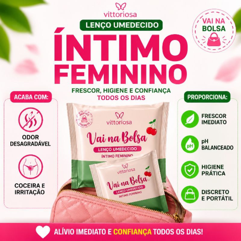 Lenço Umedecido Íntimo Feminino pH Balanceado | Frescor, Higiene e Conforto Diário | Discreto e Portátil Kit C/2 a 5