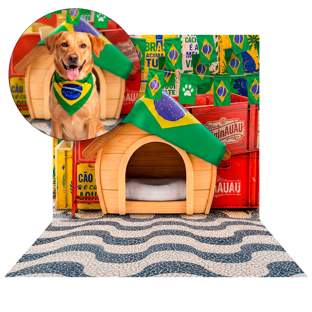 Painel Fundo Fotográfico Brasil na Copa do Mundo Pet Shop Em Tecido 1,5 x 2,2 Mt