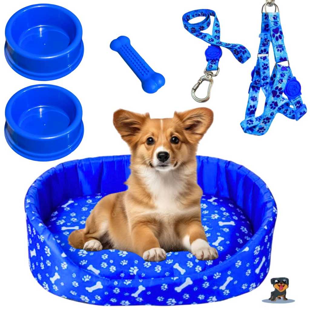 Kit Para Cachorro Luxuoso Guia Peitoral Cama Pet Pequeno