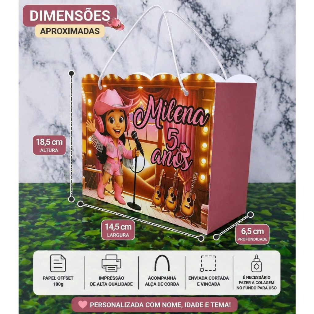 Sacolinhas Personalizadas Boiadeira / Festa Infantil Lembrancinha Aniversario