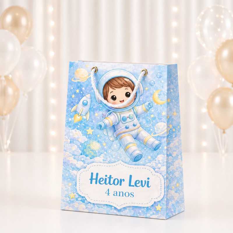 Sacolinha P ASTRONAUTA MENINO= Personalizados /Lembrancinha de Festa /Aniversário - SACOLINHA SURPRESA- PEGUE E MONT
