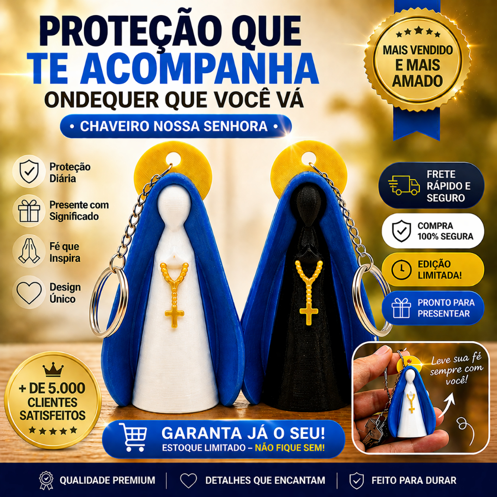 Chaveiro Nossa Senhora Aparecida Religioso Presente Fé Proteção Católico Lembrancinha