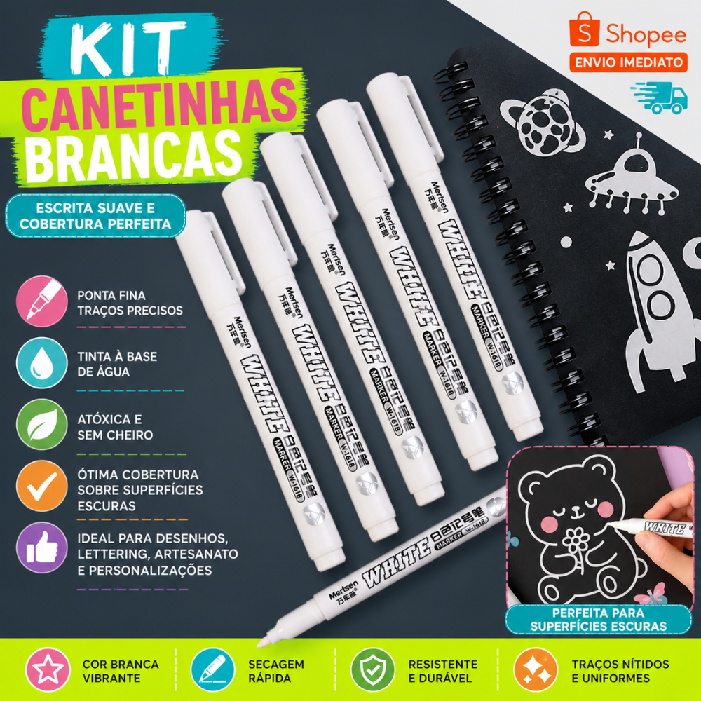 Canetinhas Touch Branca Marcadora Especial De Secagem Rápida à Prova água Canetinha De Colorir