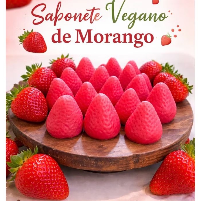 Mini Sabonete de Morango Vegano🍓 Artesanal Natural Hidratante Cheiroso Corpo e Banho
