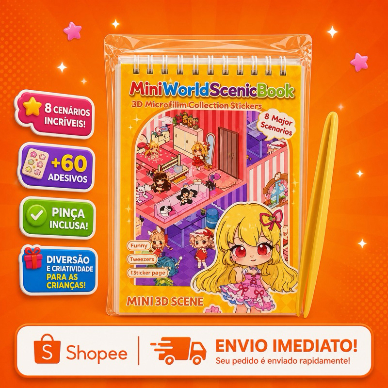 Mini World 3D Book Com Adesivos Interativo Criativo Anti Stress DIY Presente Criativo