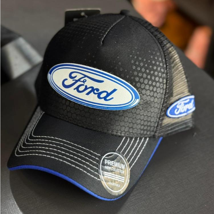 Boné Ford Preto Trucker Aba Curva Tela Respirável Snapback Caminhonete Automotivo Premium Masculino
