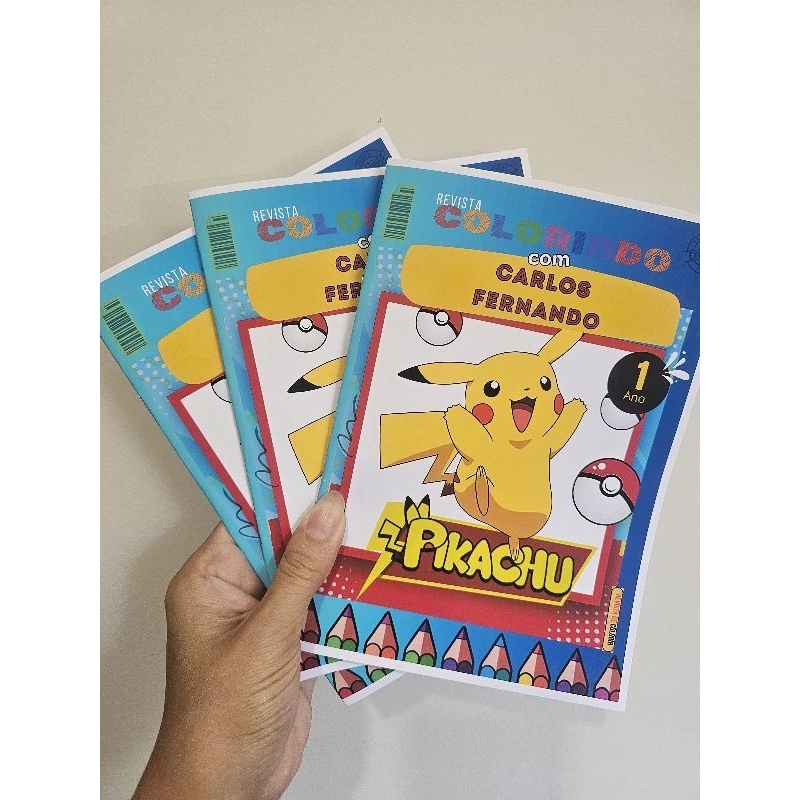 Kit Revistinha Livro de Colorir Infantil   Festa Lembrancinha Prenda PERSONALIZADO - DESENHO - PIKACHU POKEMON livrinho