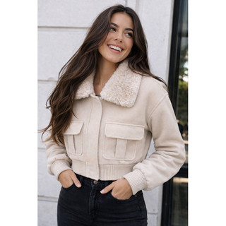 LÃ BATIDA Jaqueta Cropped Lã Batida Premium Forrada, Casaco Quentinho Feminino Estiloso Moda Blogueira