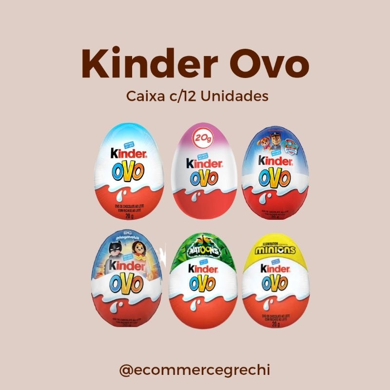 Kinder Ovo Meninos/ Meninas/ Temas 20g. - Caixa C/12 Unidades
