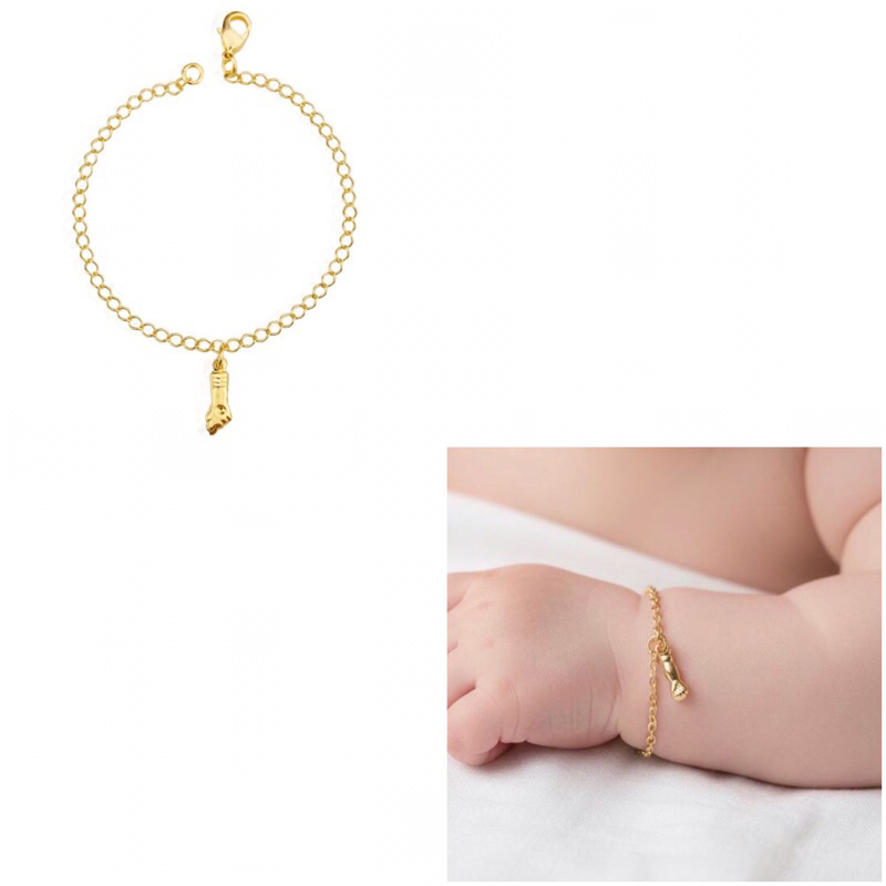 Pulseira Infantil de Figa Banhada a Ouro 18K antialergico  Figuinha Bebê