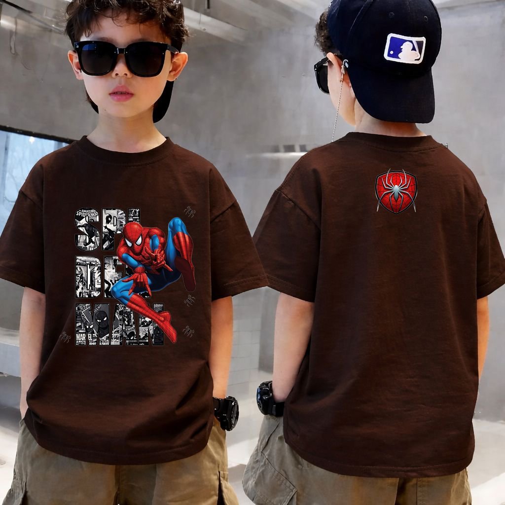 Camiseta Spider Man Homem Aranha Algodão Leve Fresca 2 ao 16 Meninos Estampada