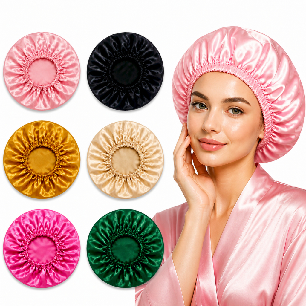 Touca de Cetim 3 Peças Antifrizz para Cabelo Proteção e Banho