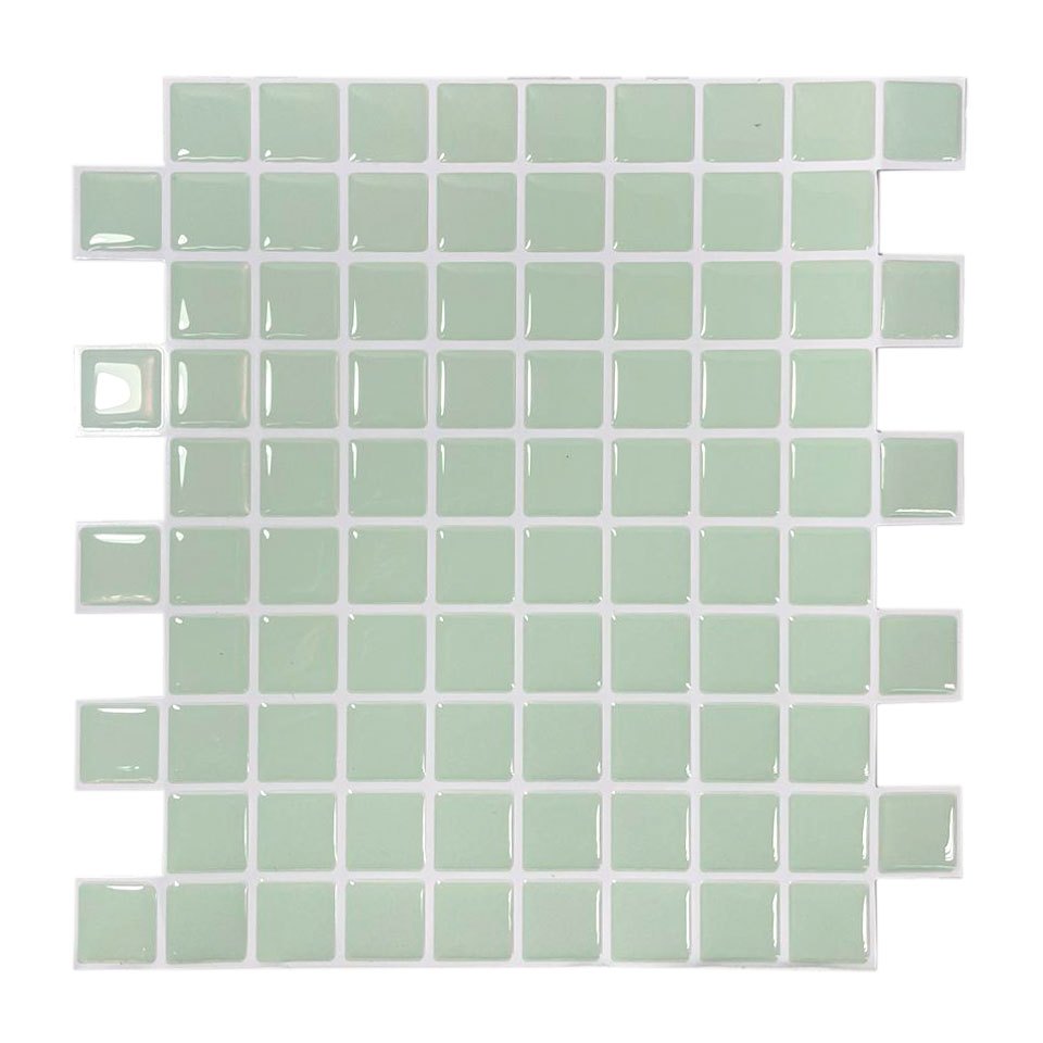 Placa Pastilha Adesiva Decorativa Parede Resinada 26,2 X 26,2 cm Verde Claro Candy