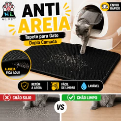 Tapete para Gato Anti Areia Dupla Camada EVA Lavável Coletor de Areia