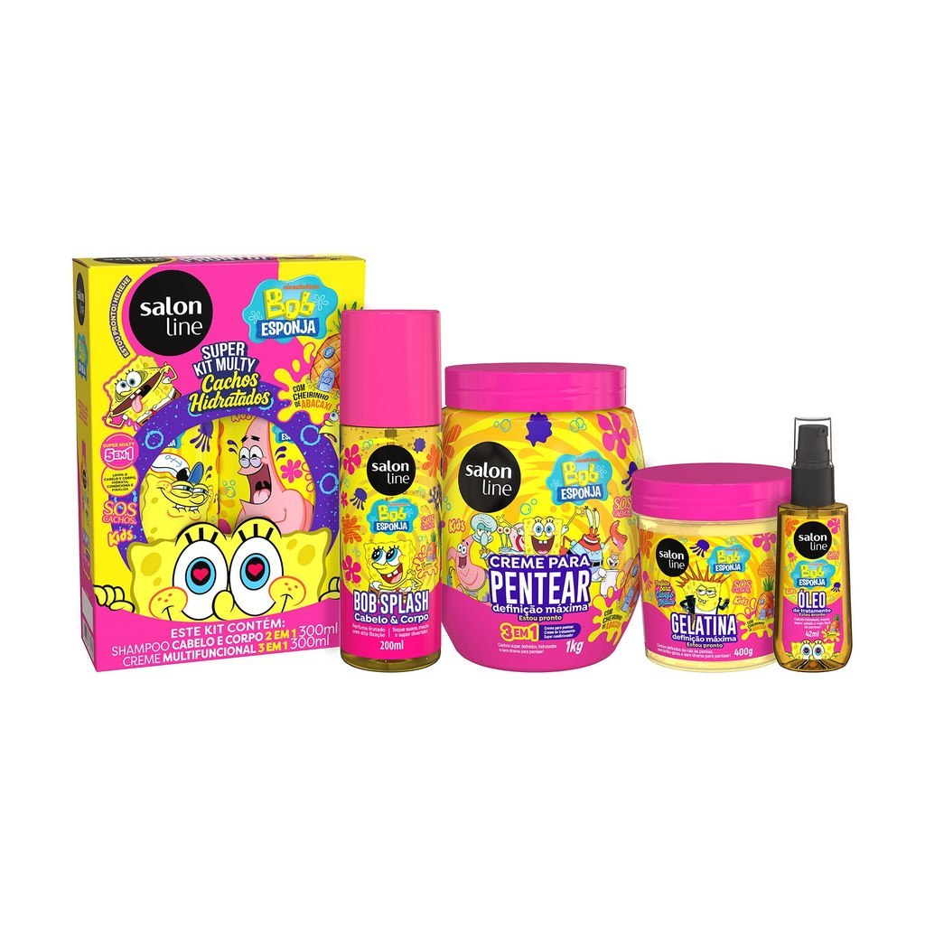 Kit Completo SOS Cachos Kids Bob Esponja Abacaxi