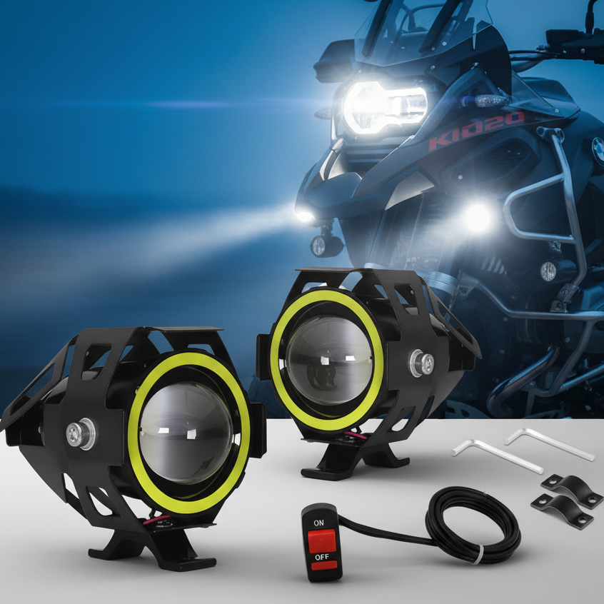 Par Farol Moto LED U7 Milha/Neblina Efeito Strobo Fácil Instalação