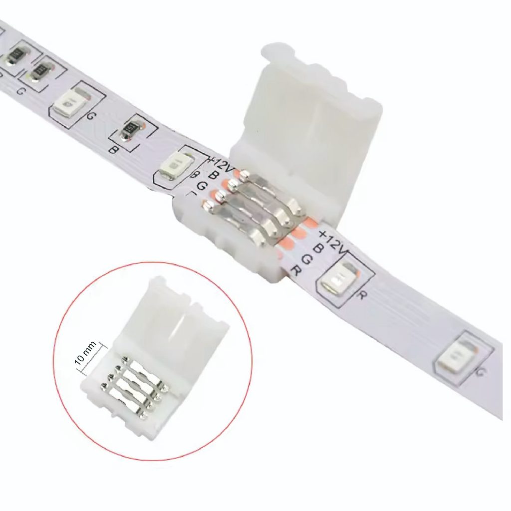 KIT 20 Emendas Rápidas RGB 10 mm Conector de Pressão P/fita Led 5050 2835 4 vias
