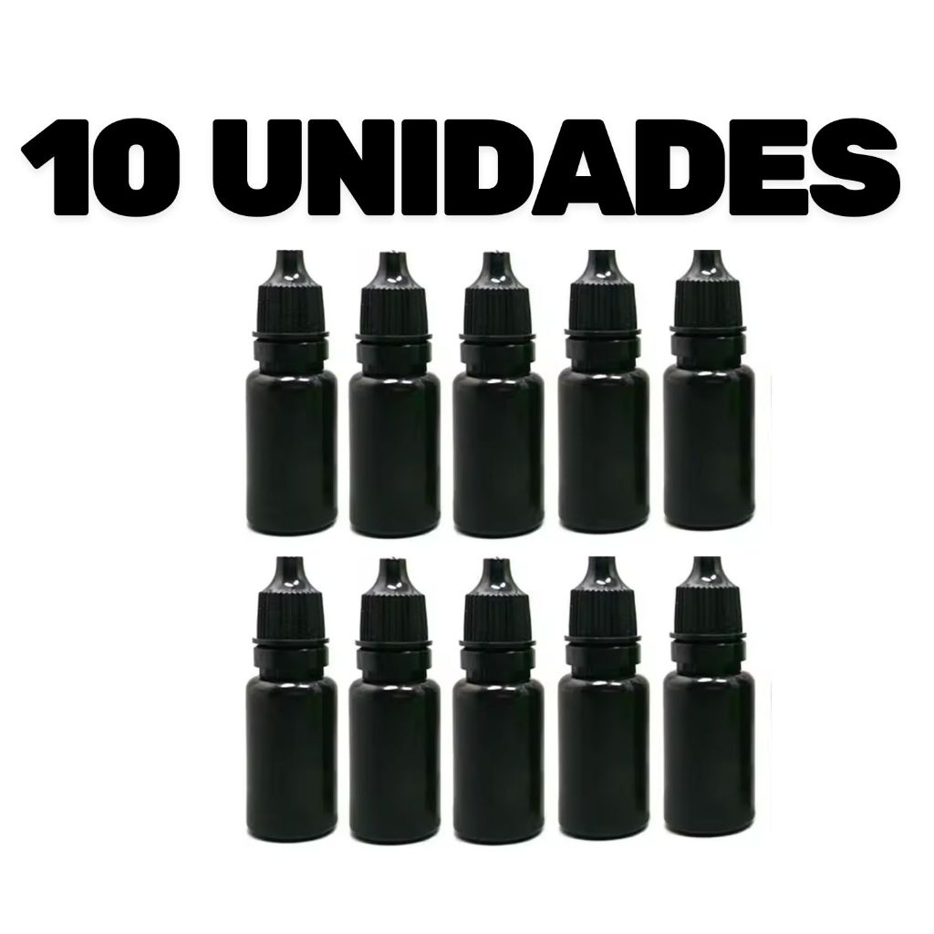 10 Frasco PREMIUM Plástico Conta Gotas 10ml Tampa P/Óleo Essencial Tintas Essências