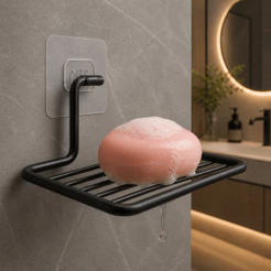 Saboneteira Adesiva Banheiro Pia Box Elegante Resistente Aço Carbono Sem Furar Cromado