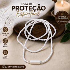 Guia de Proteção Espiritual Colar com Firma Umbanda Candomblé Axé Fio de Conta 60, 65, 70 ou 80 cm