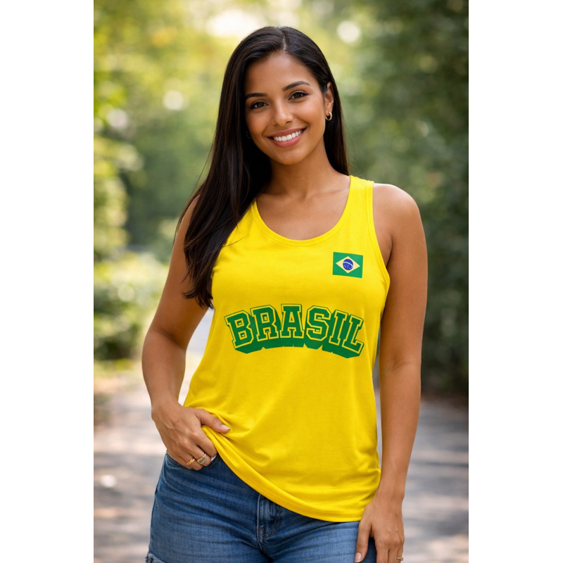 REGATA DO BRASIL FITNESS CAMISA FEMININA  SELEÇÃO BRASILEIRA AMARELA Rumo ao Hexa