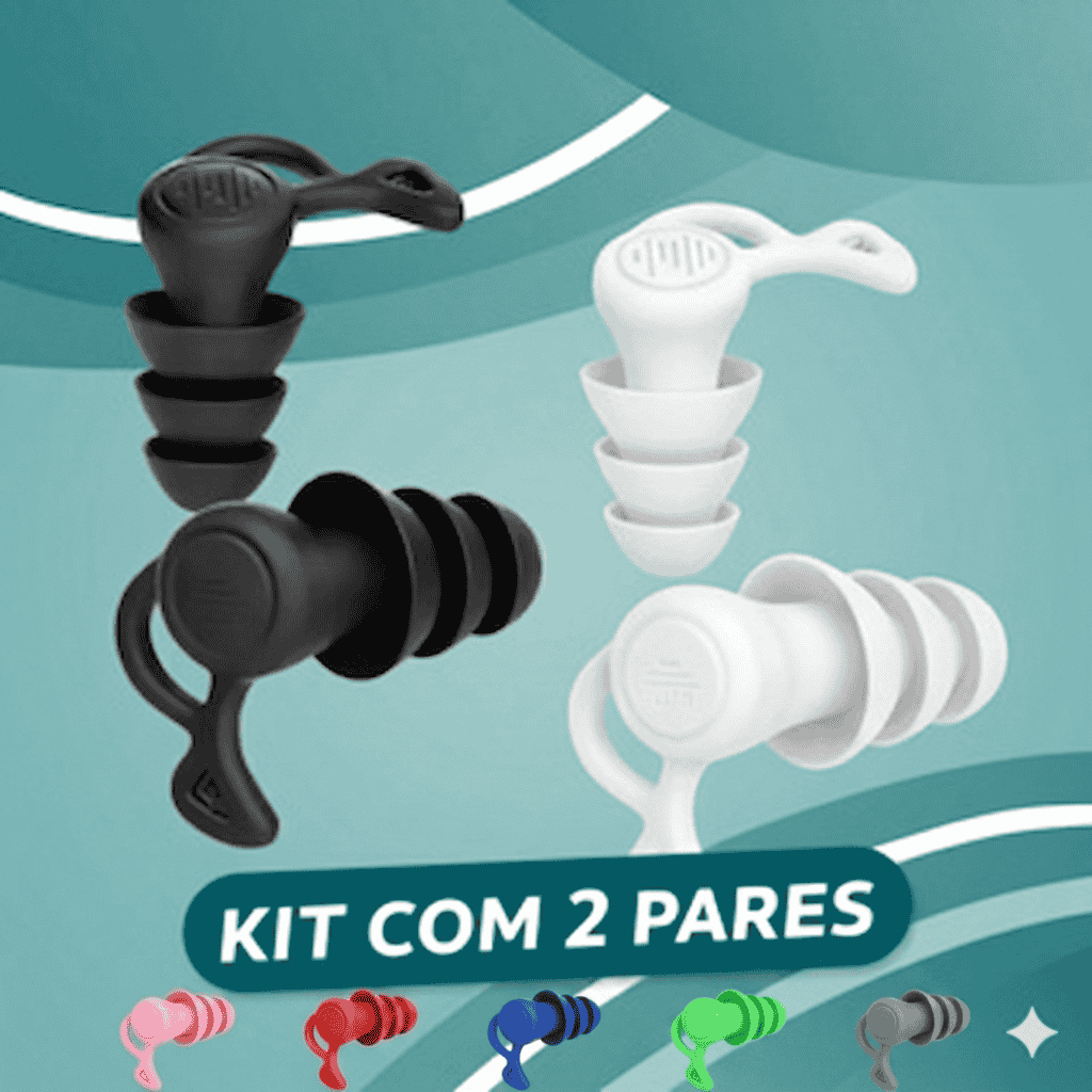 Imagem Kit 2 Protetores de Ouvido Auricular De Silicone Para Natação Abafar Sons Barulho Anti Ruído Ronco Autista Autismo
