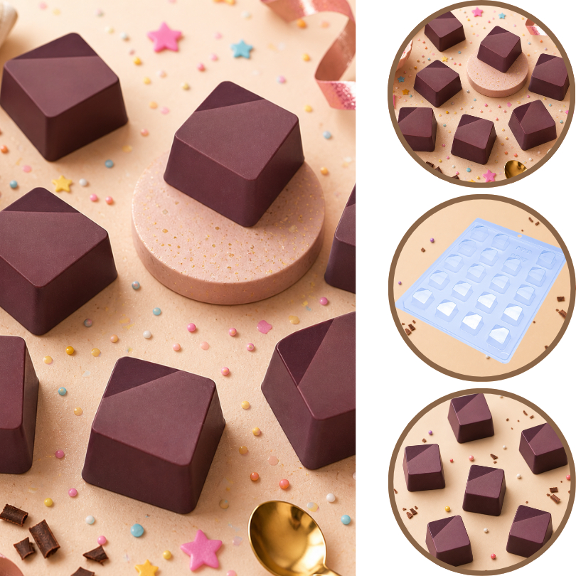 1~10 Forma Simples Bombom Detalhado10 9587 - (A4) em Acetato BWB Para Doces de Chocolate e Confeitaria. (CHOCO)