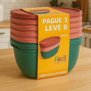 Kit 6 Potes Herméticos Plásticos | Pague 3 Leve 6 | Alta Qualidade para Organização de Co…