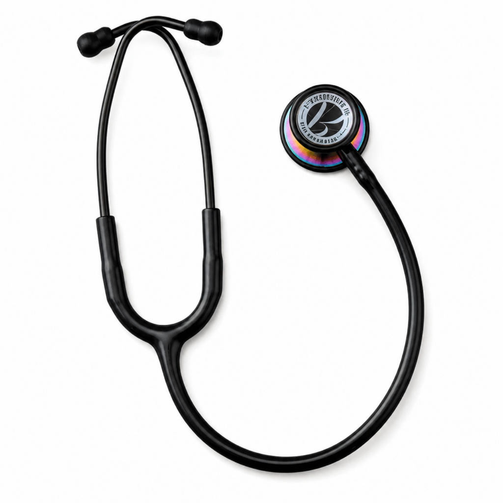 Estetoscópio Profissional BIC Eternity Black/Rainbow  III Duplo Adulto Pediátrico Inox Enfermagem Hospital