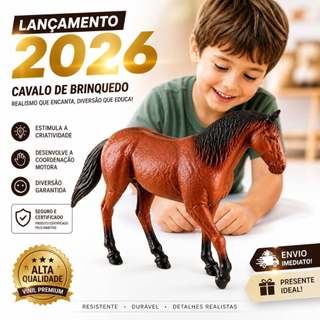 Cavalo de Brinquedo Vinil Realista 25cm Infantil