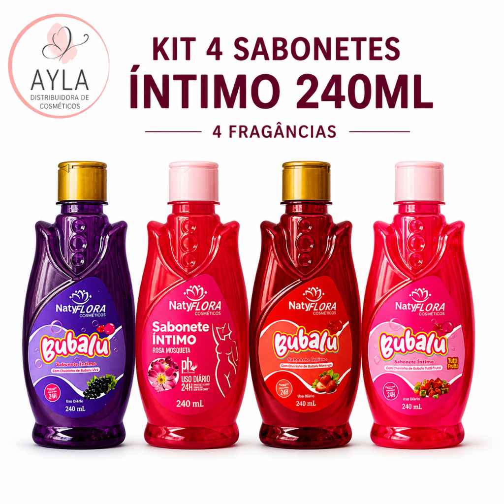 Kit Sabonete Íntimo 4 Unidades Sortidos 240ml Hipoalergênico Uso Diário