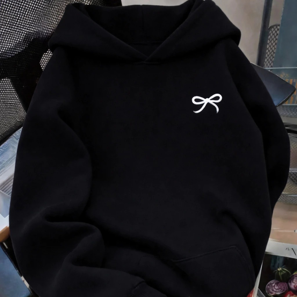Moletom Canguru Com Capuz Confortável Algodão Estampado Lacinho Ideal Para O Inverno