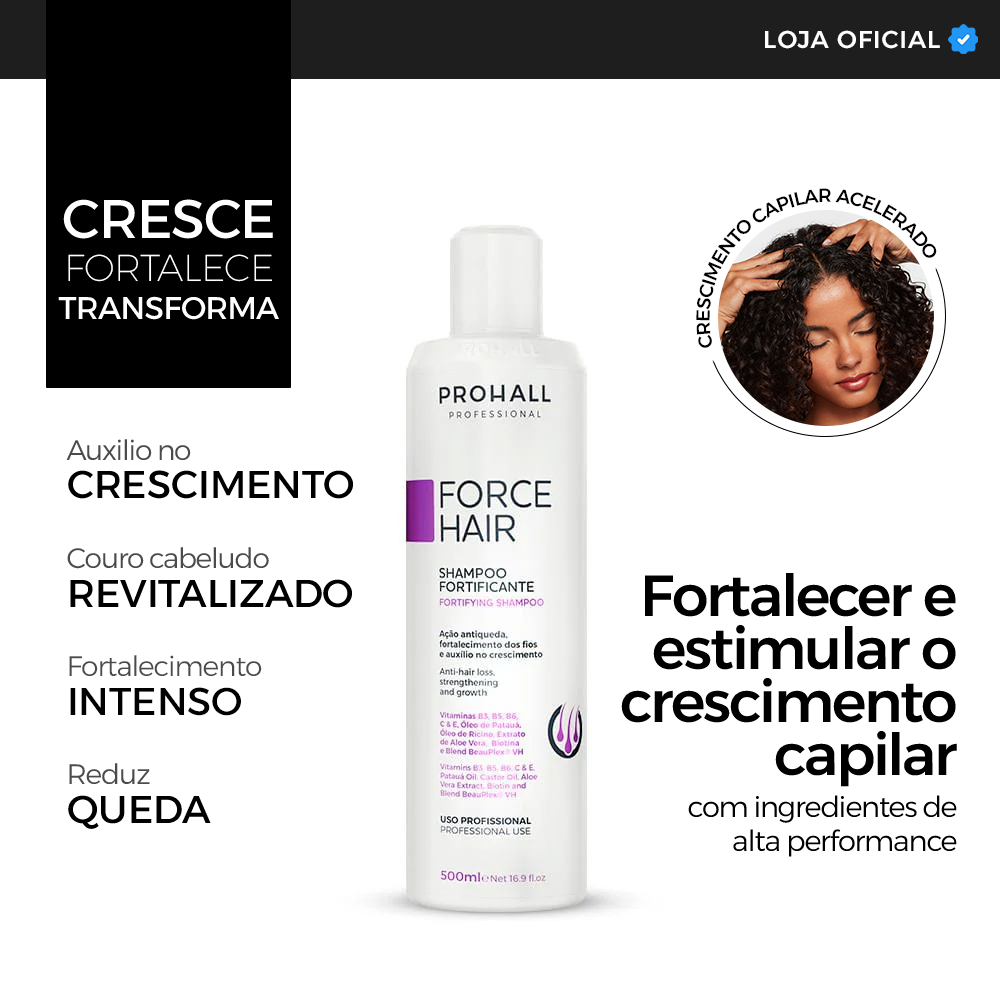 Shampoo de Crescimento Fortificante Force Hair 500ml