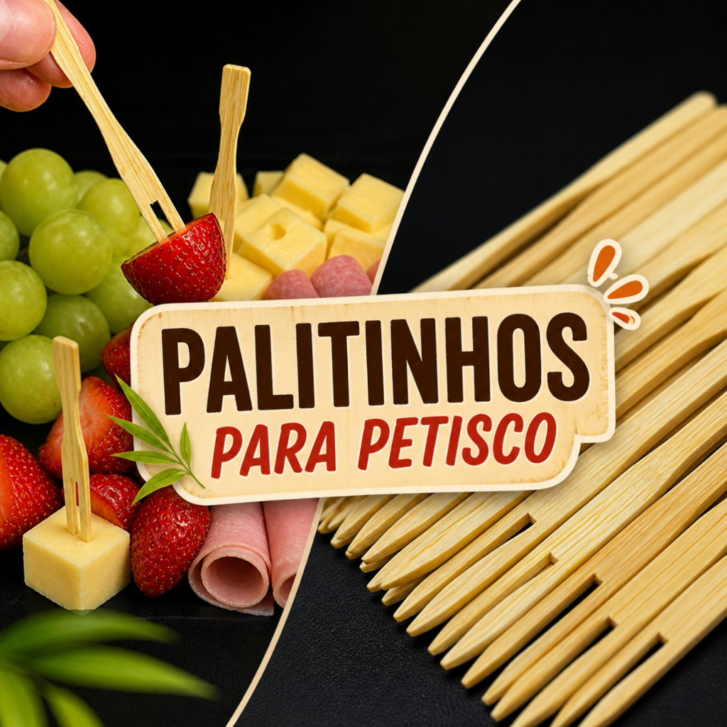 Palito para Petisco Garfos de Bambu Descartável 9cm Sustentável Ecológicos