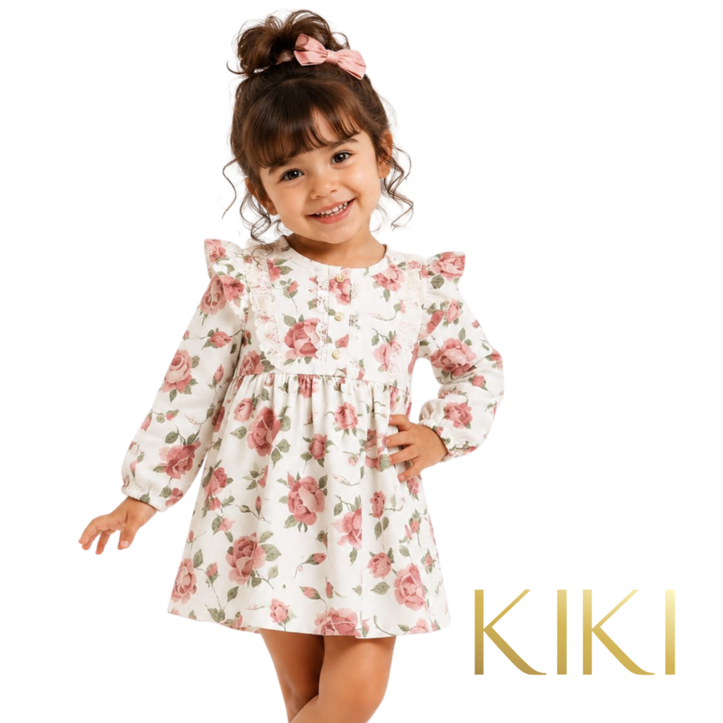 Vestido infantil manga longa em malha texturizada KIKI xodó tamanho 1 ao 4 2100159