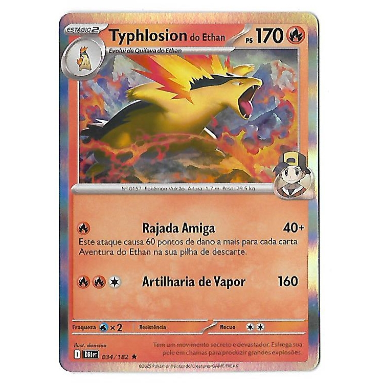 Pokemon Typhlosion do Ethan Holofoil Escarlate e Violeta Rivais Predestinados
